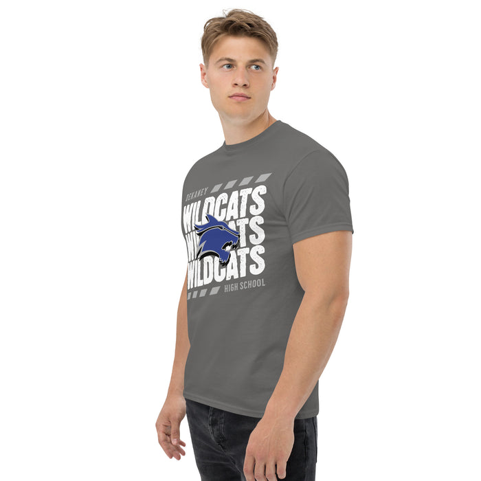 Side view of Dekaney High School Wildcats Charcoal Grey Classic Unisex T-shirt 223