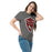 Woman wearing Round Rock High School Dragons Dark Grey Classic Unisex T-shirt 225