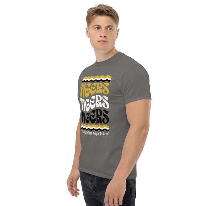 Man wearing Tomball West High School Tigers Dark Grey Classic Unisex T-shirt 227