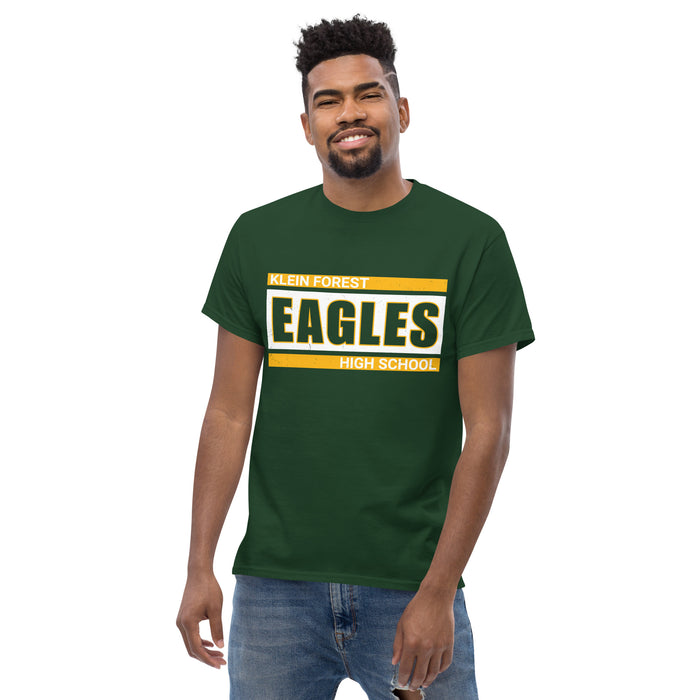 Man wearing Klein Forest High School Golden Eagles Classic Unisex Forest Green T-shirt 098