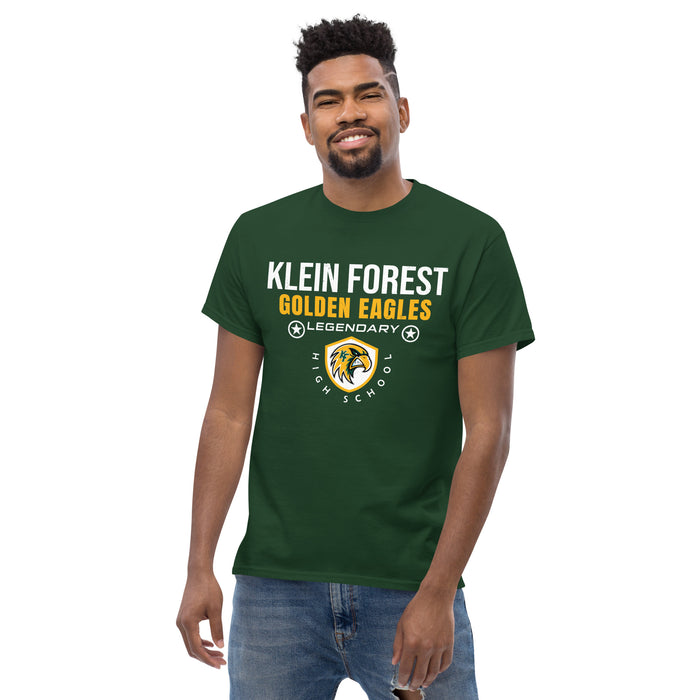 Man wearing Klein Forest High School Golden Eagles Classic Unisex Forest Green T-shirt 003