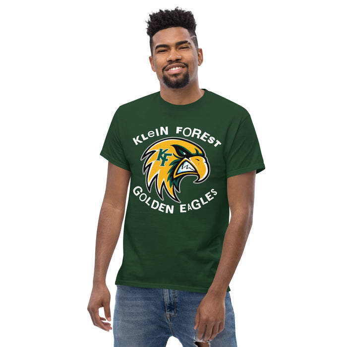 Man wearing Klein Forest High School Golden Eagles Classic Unisex Forest Green T-shirt 228