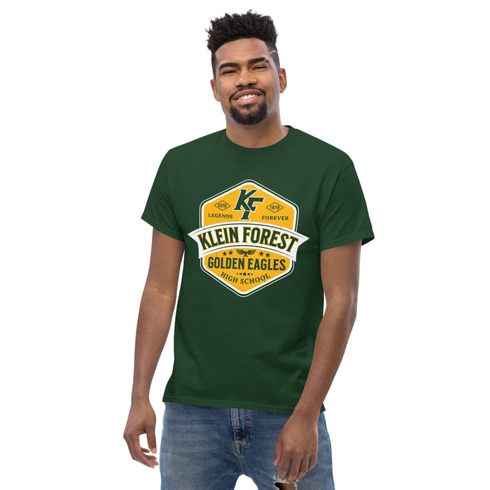 Man wearing Klein Forest High School Golden Eagles Classic Unisex Forest Green T-shirt 209