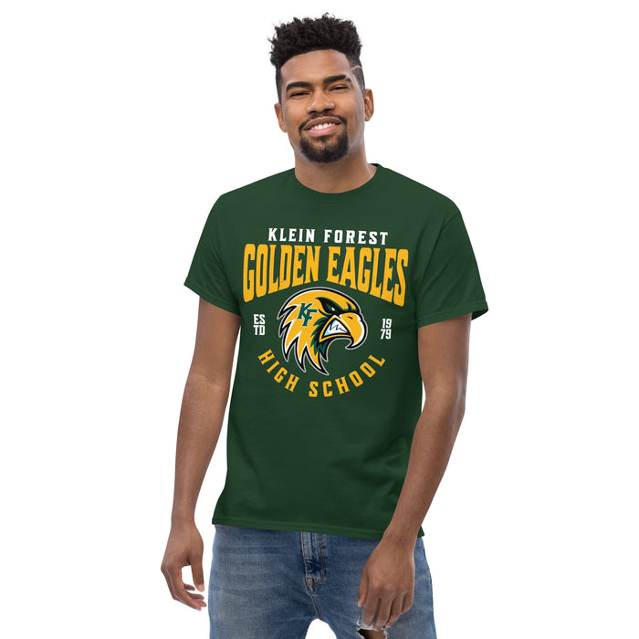 Man wearing Klein Forest High School Golden Eagles Classic Unisex Forest Green T-shirt 213