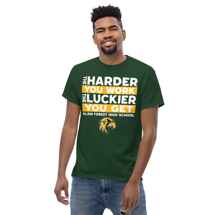 Man wearing Klein Forest High School Golden Eagles Classic Unisex Forest Green T-shirt 238
