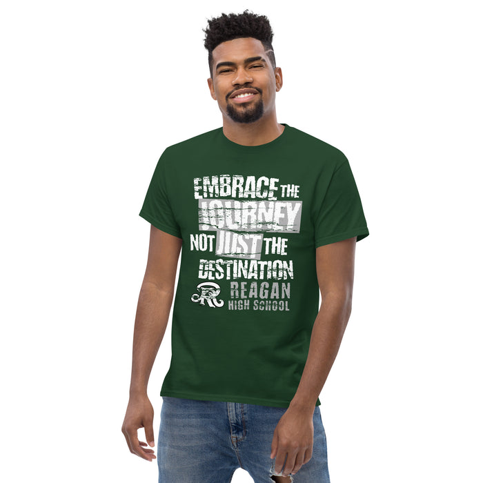 Front view of Reagan High School Rattlers Forest Green Classic Unisex T-shirt 232