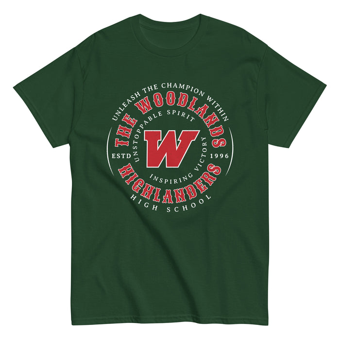 The Woodlands High School Highlanders Forest Green Classic Unisex T-shirt 214