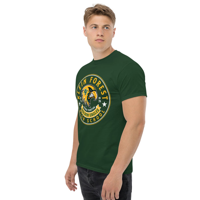 Side view of Klein Forest High School Golden Eagles Classic Unisex Forest Green T-shirt 215