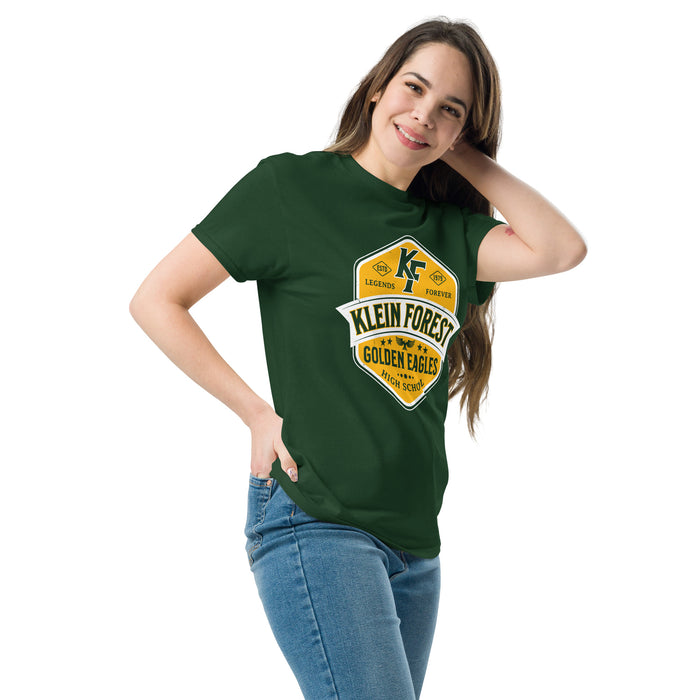 Woman wearing Klein Forest High School Golden Eagles Classic Unisex Forest Green T-shirt 209