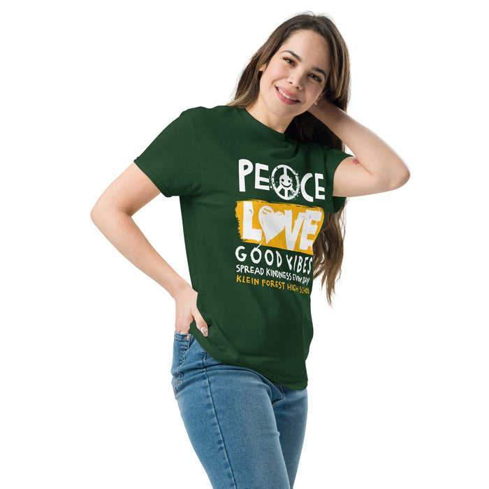 Woman wearing Klein Forest High School Golden Eagles Classic Unisex Forest Green T-shirt 240