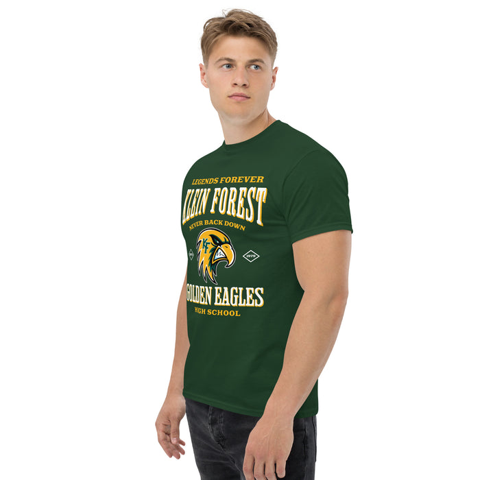 Side view of Klein Forest High School Golden Eagles Classic Unisex Forest Green T-shirt 230