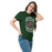 Woman wearing The Woodlands High School Highlanders Forest Green Classic Unisex T-shirt 207