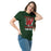 Woman wearing The Woodlands High School Highlanders Forest Green Classic Unisex T-shirt 205