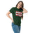 Woman wearing The Woodlands High School Highlanders Forest Green Classic Unisex T-shirt 098