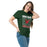 Woman wearing The Woodlands High School Highlanders Forest Green Classic Unisex T-shirt 233