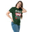 Woman wearing The Woodlands High School Highlanders Forest Green Classic Unisex T-shirt 240