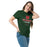 Woman wearing The Woodlands High School Highlanders Forest Green Classic Unisex T-shirt 217