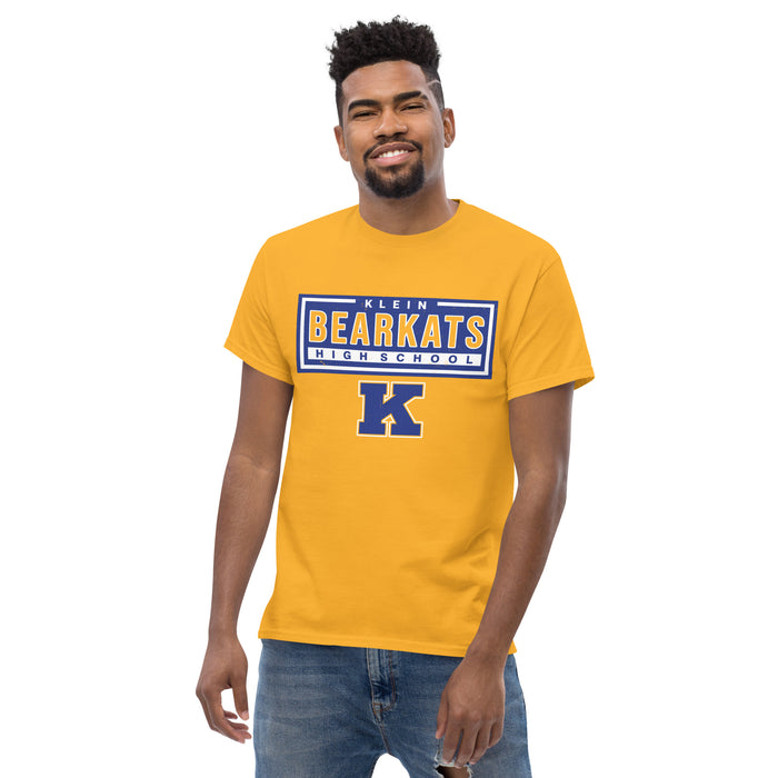 Man wearing Klein High School Bearkats Gold Classic Unisex T-shirt 049