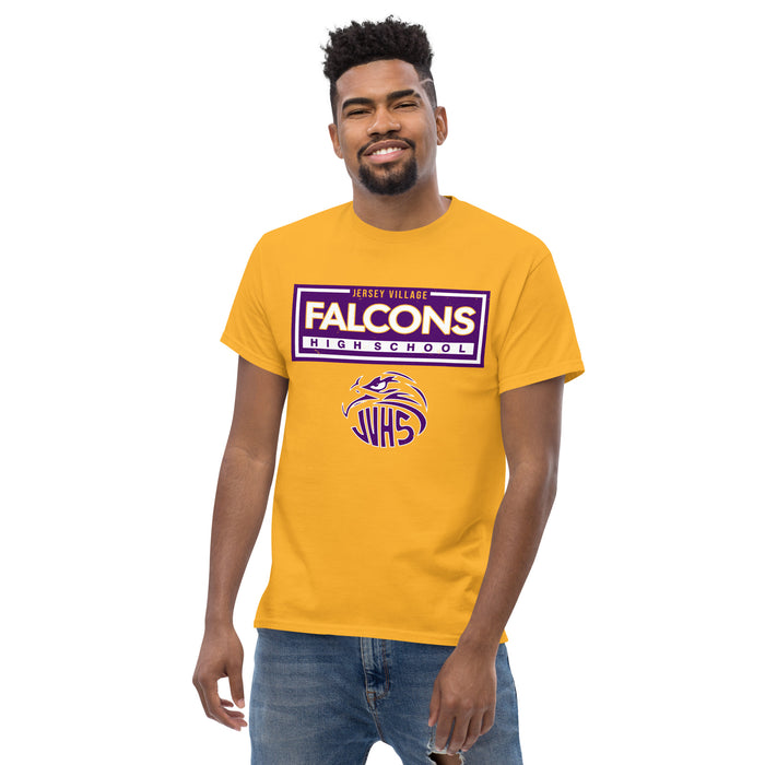 Front view of Jersey Village High School Falcons Gold Classic Unisex T-shirt 049