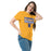 Woman wearing Klein High School Bearkats Gold Classic Unisex T-shirt 049