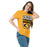 Woman wearing Klein Oak High School Panthers Classic Unisex Gold T-shirt 001
