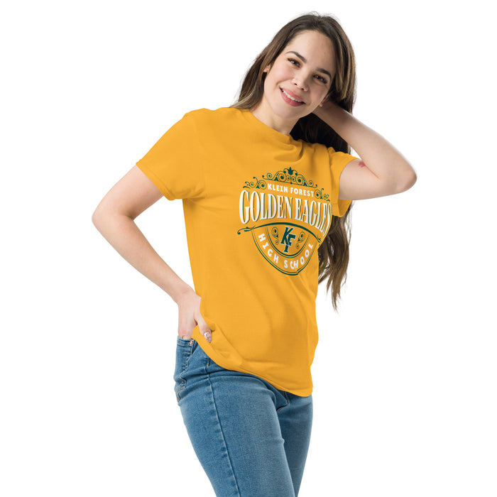 Woman wearing Klein Forest High School Golden Eagles Classic Unisex Gold T-shirt 211