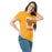 Woman wearing Jersey Village High School Falcons Gold Classic Unisex T-shirt 232