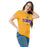 Woman wearing Jersey Village High School Falcons Gold Classic Unisex T-shirt 202