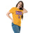 Woman wearing Jersey Village High School Falcons Gold Classic Unisex T-shirt 049
