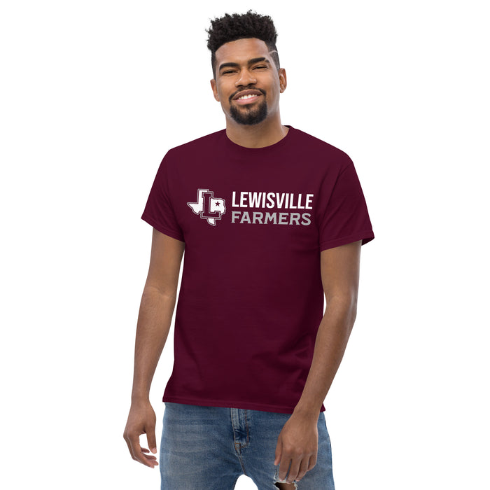 Front view of Lewisville High School Farmers Maroon Classic Unisex T-shirt 200