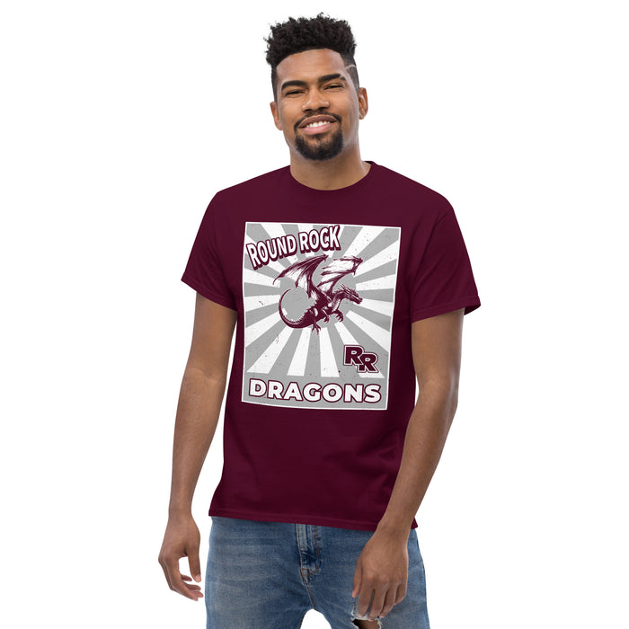 Front view of Round Rock High School Dragons Maroon Classic Unisex T-shirt 226