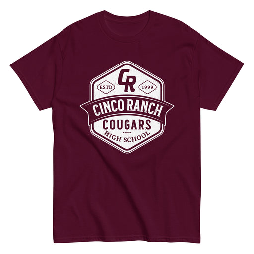 Cinco Ranch High School Cougars Classic Unisex Maroon T-shirt 209