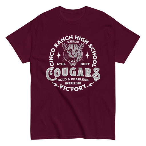 Cinco Ranch High School Cougars Classic Unisex Maroon T-shirt 206