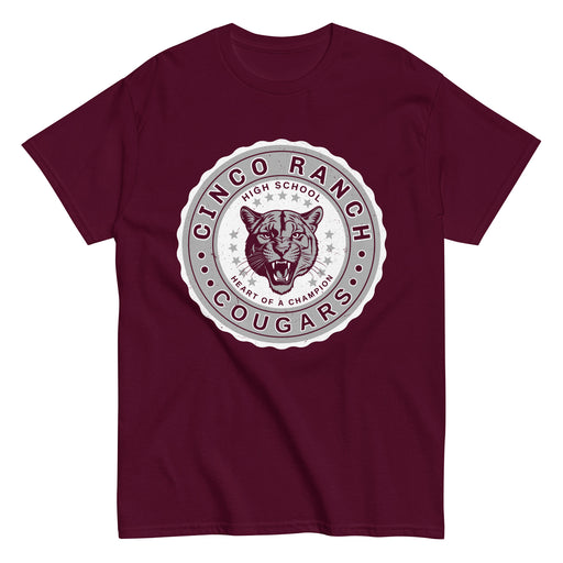 Cinco Ranch High School Cougars Classic Unisex Maroon T-shirt 216