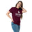 Woman wearing Cinco Ranch High School Cougars Classic Unisex Maroon T-shirt 231