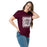 Woman wearing Cinco Ranch High School Cougars Classic Unisex Maroon T-shirt 215