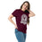 Woman wearing Cinco Ranch High School Cougars Classic Unisex Maroon T-shirt 212