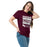 Woman wearing Round Rock High School Dragons Maroon Classic Unisex T-shirt 238
