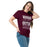 Woman wearing Round Rock High School Dragons Maroon Classic Unisex T-shirt 237