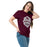 Woman wearing Round Rock High School Dragons Maroon Classic Unisex T-shirt 209