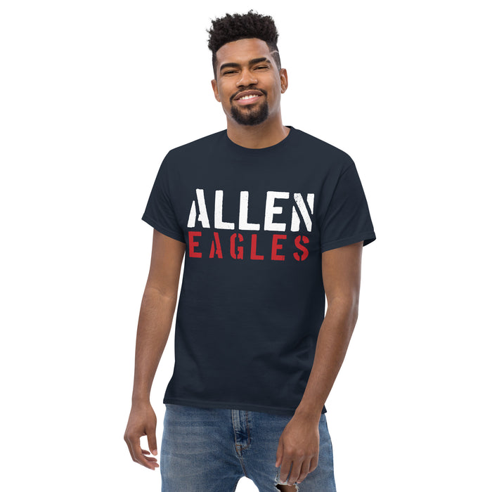 Man wearing Allen High School Eagles Classic Unisex Navy T-shirt 017