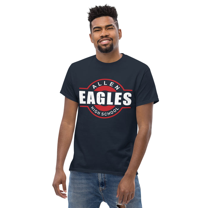 Man wearing Allen High School Eagles Classic Unisex Navy T-shirt 011