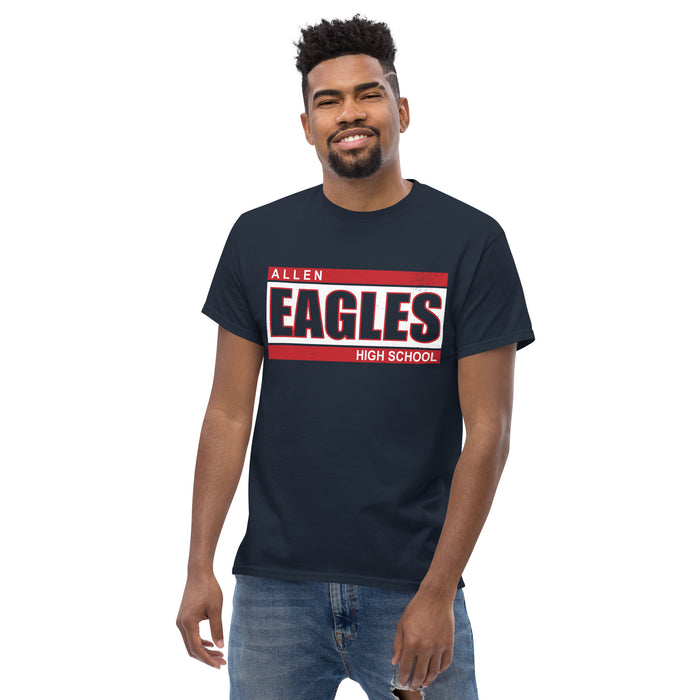 Man wearing Allen High School Eagles Classic Unisex Navy T-shirt 098