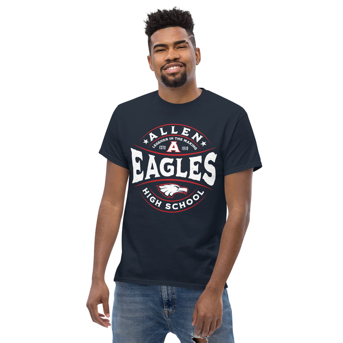 Man wearing Allen High School Eagles Classic Unisex Navy T-shirt 219