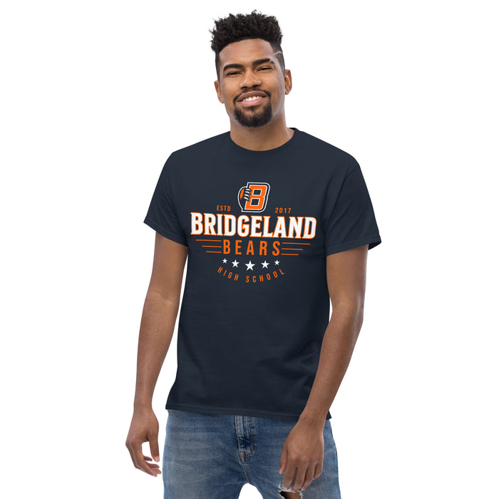 Man wearing Bridgeland High School Bears Classic Unisex Navy T-shirt 217
