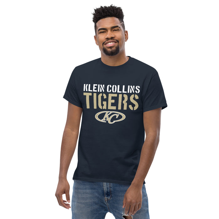 Front view of Klein Collins High School Tigers Classic Unisex Navy T-shirt 017