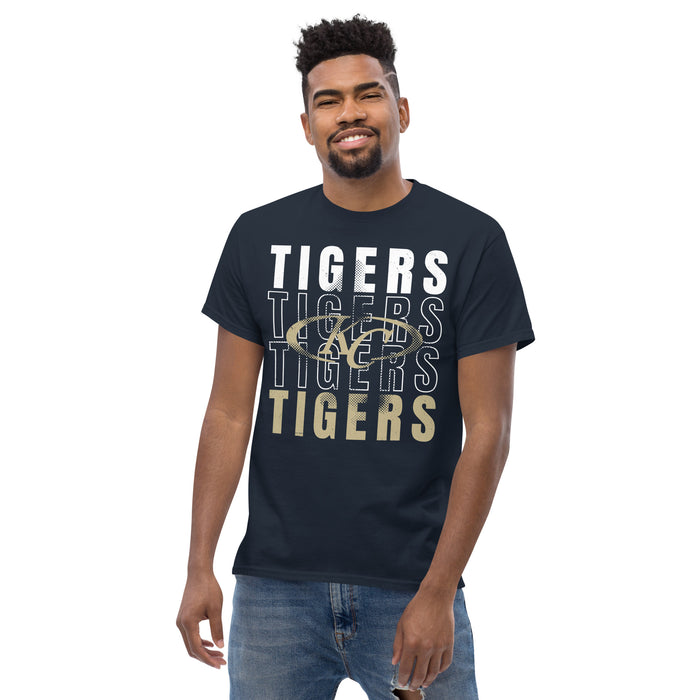 Man wearing Klein Collins High School Tigers Classic Unisex Navy T-shirt 233