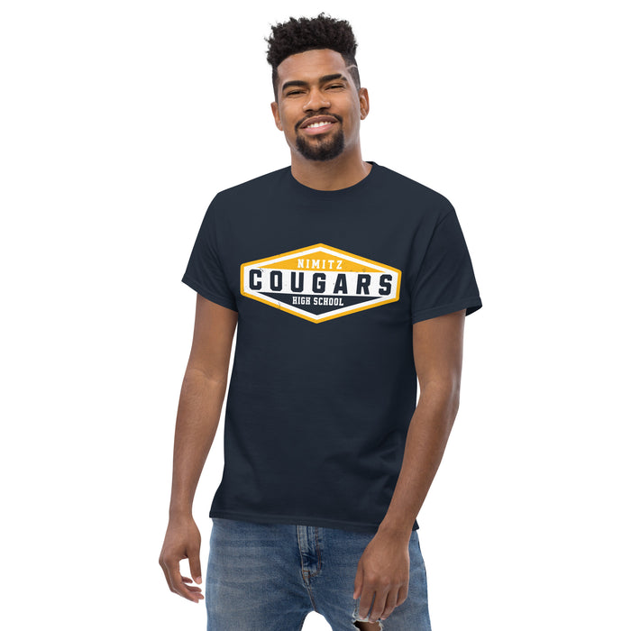 Front view of Nimitz High School Cougars Navy Blue Classic Unisex T-shirt 009