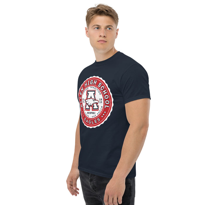 Side view of Allen High School Eagles Classic Unisex Navy T-shirt 209