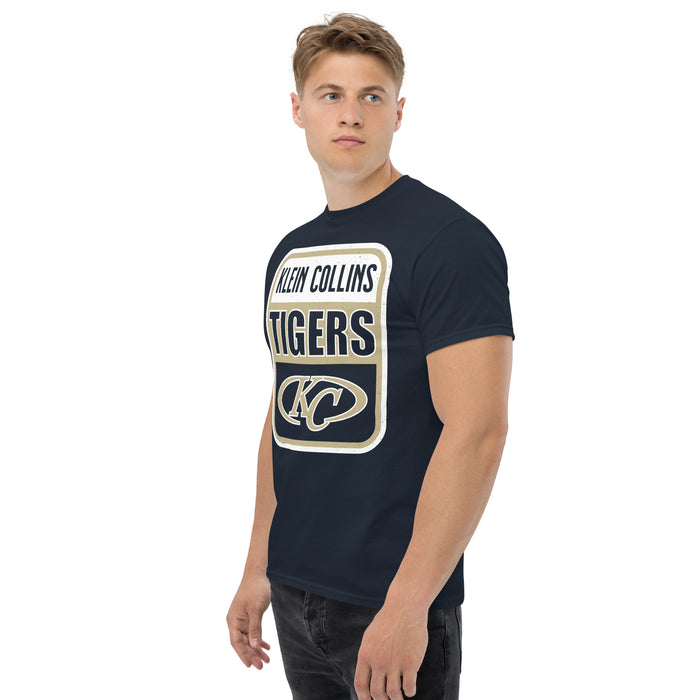 Side view of Klein Collins High School Tigers Classic Unisex Navy T-shirt 001